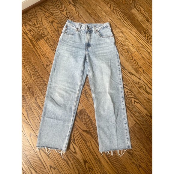 LEVI'S Raw Hem High Rise Loose Fit Straight Leg Dad Jeans - Size 24 - Picture 3 of 10